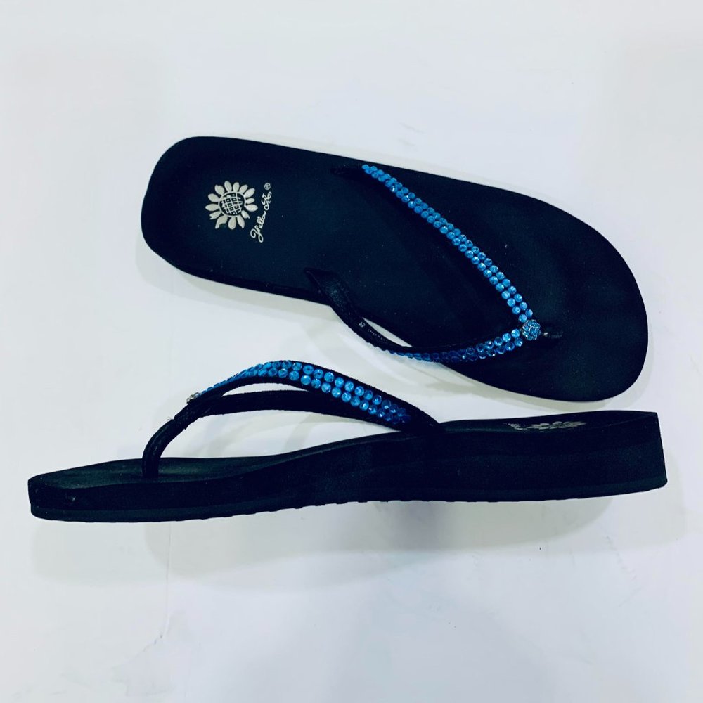 Yellow Box Jello Rhinestone Sandal Blue